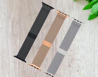 Stainless Steel Milanese Mesh Watch Band Strap for Apple Watch 38, 40, 41, 42, 44, 45, iWatch, Series 1, 2, 3, 4, 5, 6, 7, SE Adjustable