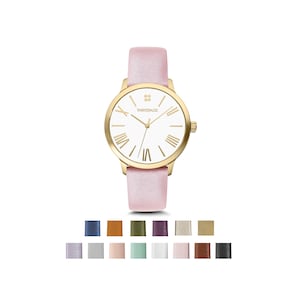 Womens Watch, Ladies Wrist Watch Women, Minimalist Watch, Gold Watches for Women, Leather Anniversary Gift for Her, College Student Gift
