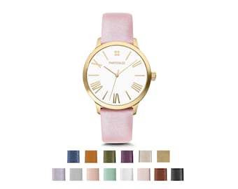 Womens Watch, Ladies Wrist Watch Women, Minimalist Watch, Gold Watches for Women, Leather Anniversary Gift for Her, College Student Gift