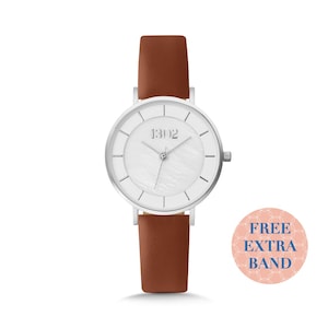 Silver Watch for Women, Minimalist Watch Women, Silver Watches for Women, Uhren Damen, Armbanduhr Damen, Women&#39;s Watch 32mm, 14mm Band