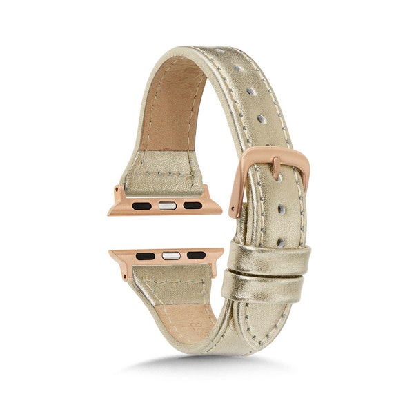 Apple Watches Bands, 38mm 40mm 41mm 42mm 44mm 45mm, ‘Apple Watch Band, A Apples Leather Strap Women, SE, Slim Band, RoseGold