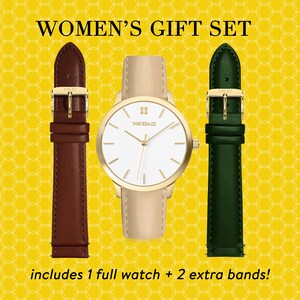 Womens Watches, Watch Gift Set for Women, Women Watches, Watches for Women, Watch + 2 Extra Bands, Gift for Women, Christmas Gift, Under 100