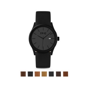 Black Watch, Mens Watches, Black Mens Watch, Watch Men, Leather Watch Men, schwarze uhren herren, Leather Watches, Gift for Him, 42mm Watch