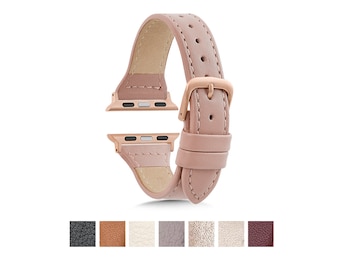 Apple Watch Band, Apple Watch Band 44mm, Fits Series 10/9/8/7/6/5/4/SE/Ultra, Leather Watch Band, Gift for Her, Slim Band, Gift for Mom