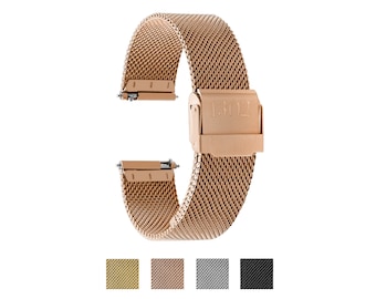 Edelstahl Armband Milanese Mesh, Uhrenarmband 12mm 14mm, 16mm, 18mm, 20mm, 22mm Ersatzband, Uhrenarmband Rosegold, verstellbar