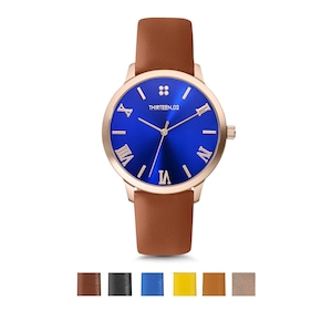 Rose Gold Watch Blue Dial, Ladies Watch, Leather Watch, Wrist Watch for Women, Gift for Her, Best Friend Gift, Sister Gift, Girlfriend Gift