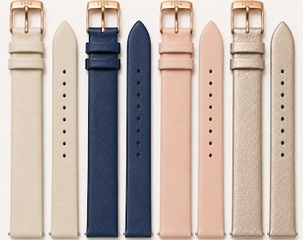 Correa de reloj de cuero de 12 mm, 14 mm, 16 mm, 18 mm, 20 mm, Correa de reloj de cuero, Correas intercambiables de cuero genuino, Correa de reloj para mujer