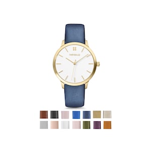 Womens Gold Watch, Mother Gift, Leather Watch, Minimalist Watch, Leather Anniversary for Her, Womens Watch, 3rd Anniversary Gift for Wife