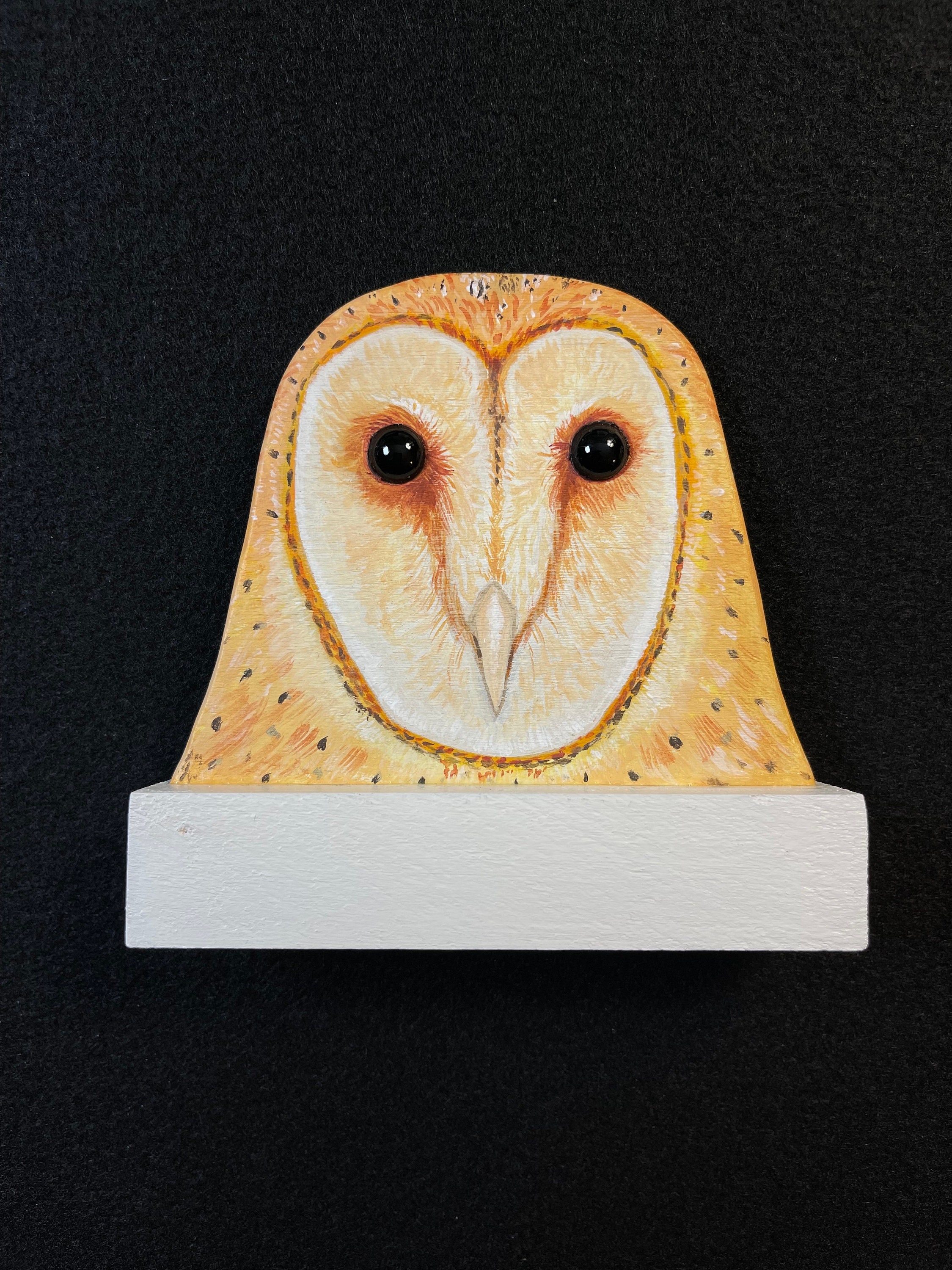 Barn Owl - Flat Display Wooden Head Carving