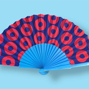 Donut Hand Fan - Blue Red