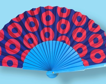 Donut Hand Fan - Blue Red