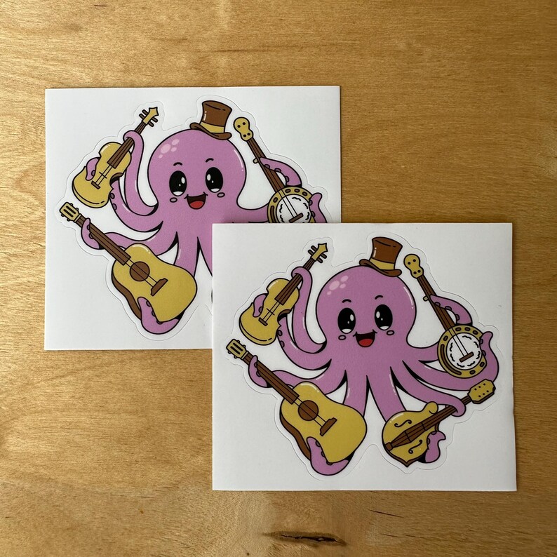 Octopus String Band Stickers (2) - Etsy