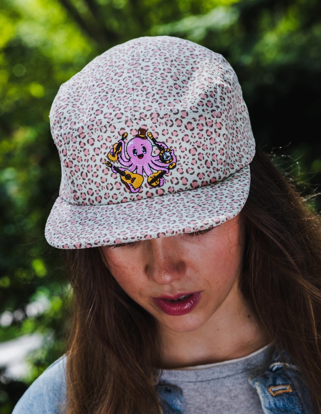 Octopus String Band Camp Hat - Pink Cheetah - Etsy