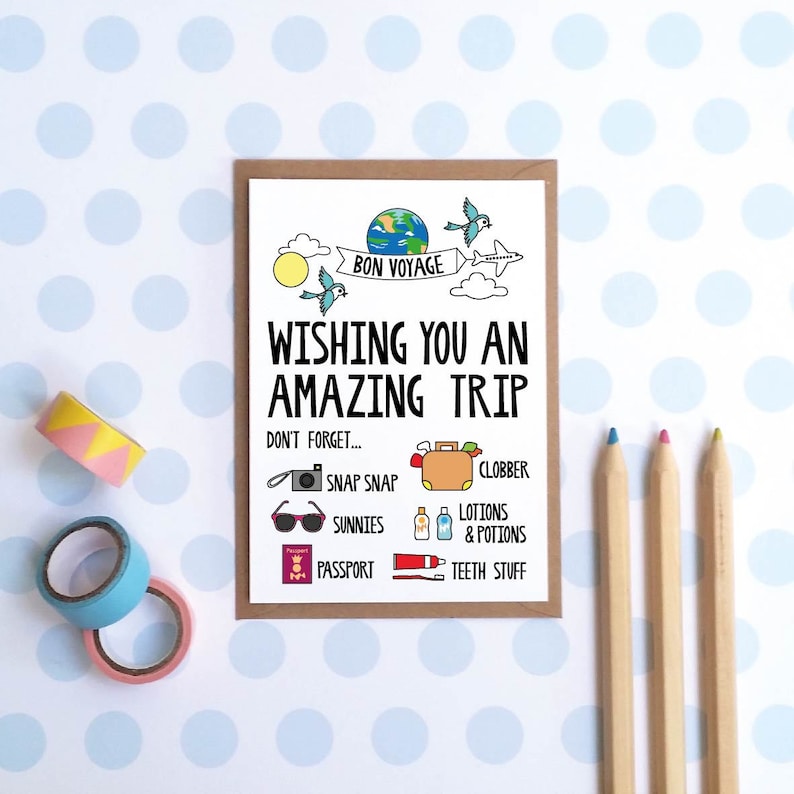 Bon Voyage Card / Have A Good Trip Card / Have Fun Travelling Etsy