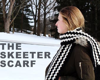 Skeeter Scarf Crochet Pattern / / Super Scarf / / Striped Scarf / / Beginner or Easy Crochet Tutorial / / Instant Download PDF