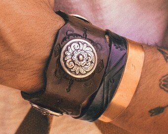 Boho Leather Bracelet, Native American Cuff, Southwestern Leather Cuff, Southwest Bracelet, Boho Jewelry, Boho Handmade Leather Cuff