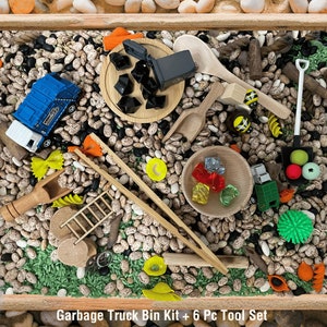Garbage Truck Sensory Bin Kit, Recycling Truck Sensory Bin, Trash Truck Montessori Bin, Open Play, Trash Can Mix, Truck Sensory Play