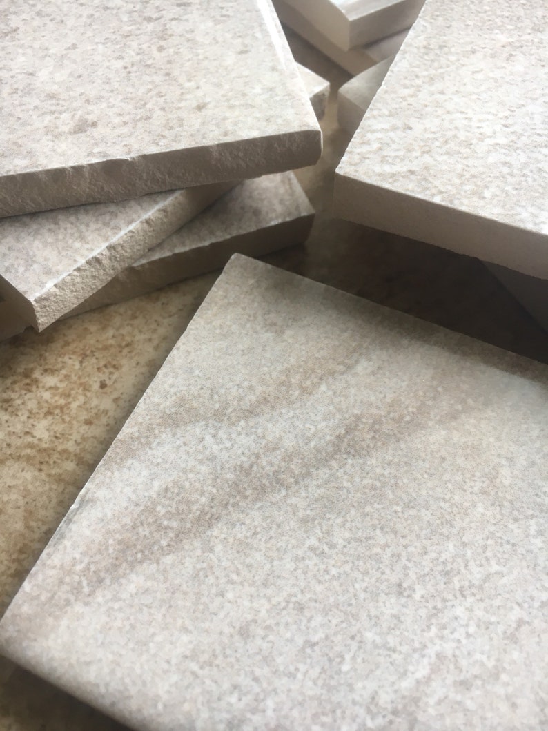 Mosaic Tile Supplies, Set of 25 Tan Ceramic Tile Pieces, Hand Cut