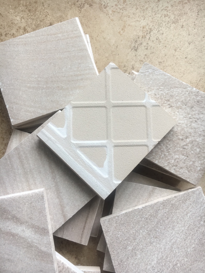 Mosaic Tile Supplies, Set of 25 Tan Ceramic Tile Pieces, Hand Cut