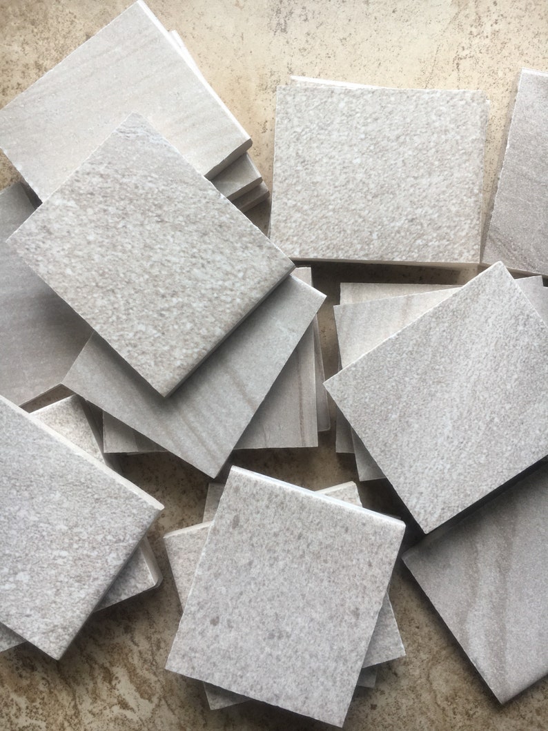 Mosaic Tile Supplies, Set of 25 Tan Ceramic Tile Pieces, Hand Cut Mosaic Tiles, Art Supplies