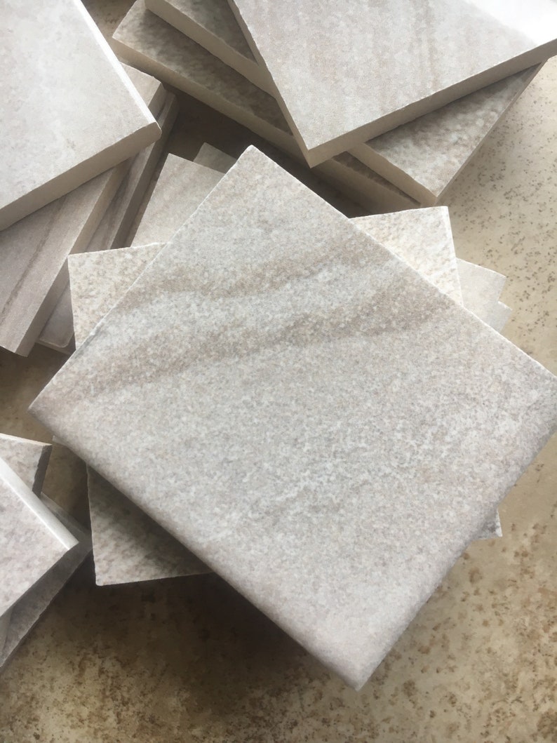 Mosaic Tile Supplies, Set of 25 Tan Ceramic Tile Pieces, Hand Cut Mosaic Tiles, Art Supplies