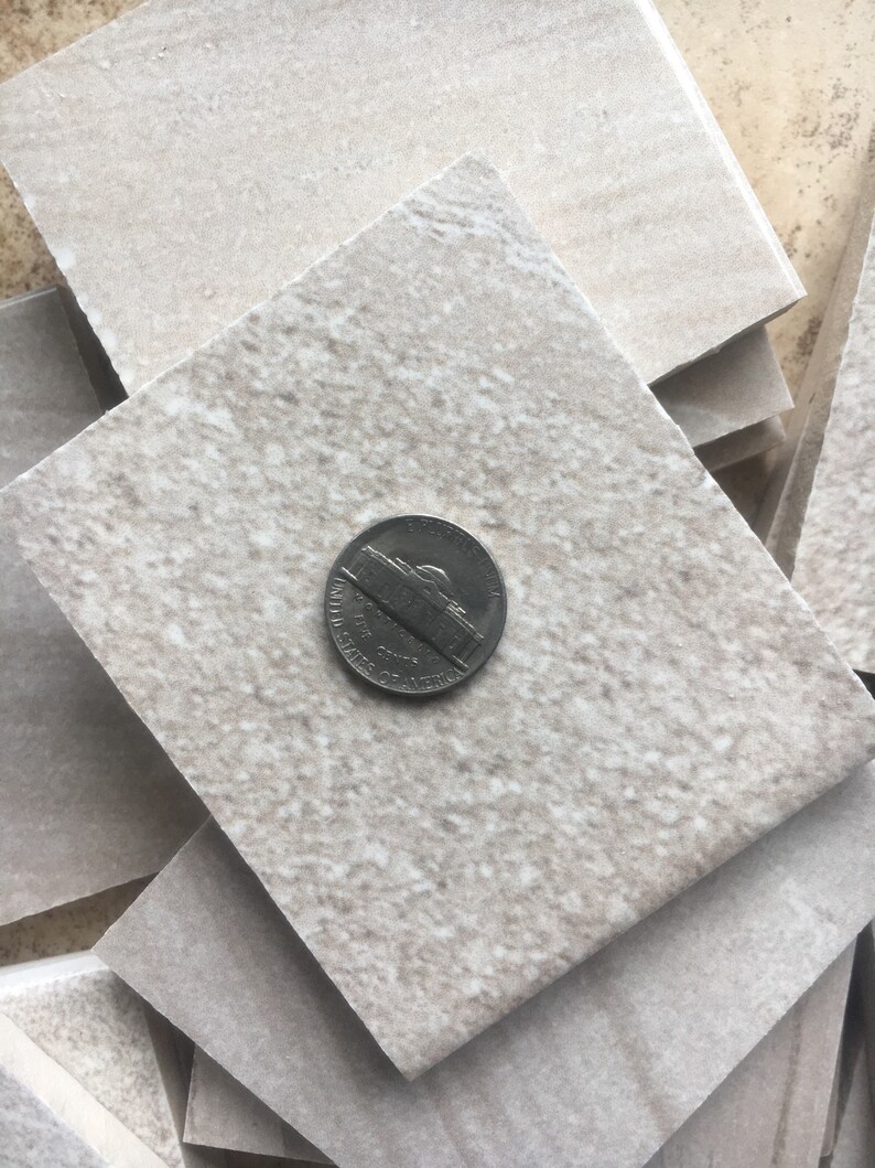 Mosaic Tile Supplies, Set of 25 Tan Ceramic Tile Pieces, Hand Cut Mosaic Tiles, Art Supplies