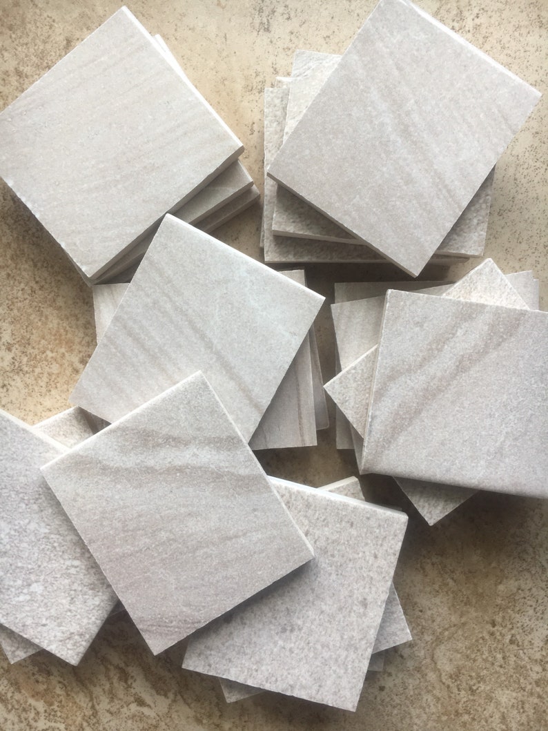 Mosaic Tile Supplies, Set of 25 Tan Ceramic Tile Pieces, Hand Cut Mosaic Tiles, Art Supplies