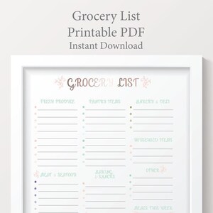 Grocery List Printable PDF Instant Download Shopping List Meal Planner ...
