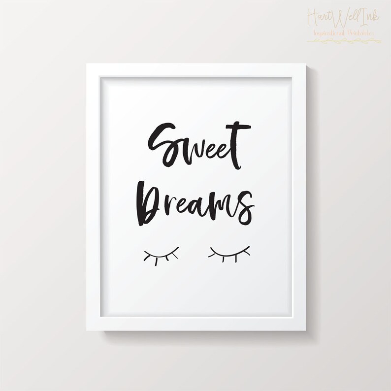 Sweet Dreams Nursery Printable Black and White Print Nursery Etsy