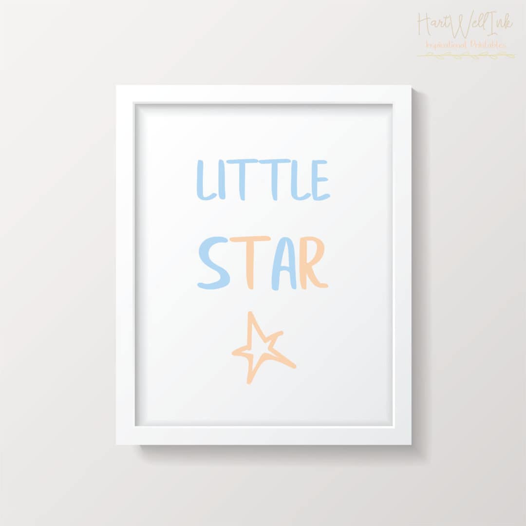 Little Star Nursery Print, Boy Nursery, Nursery Printable, Blue Nursery ...