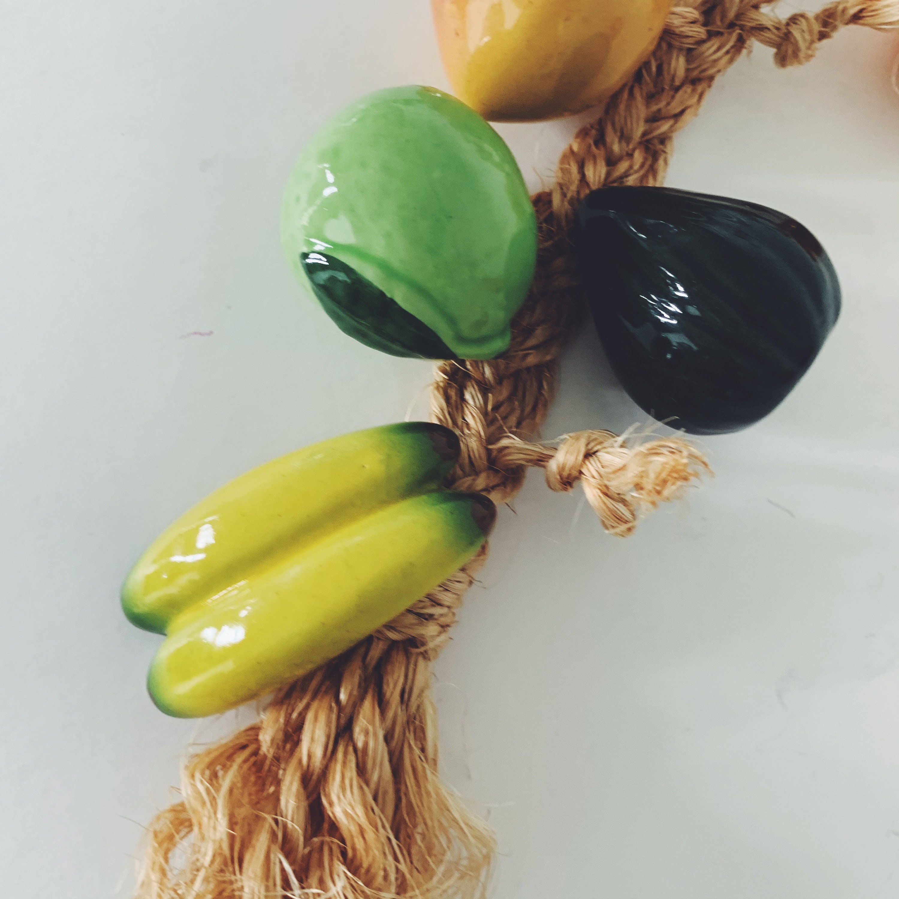 Vintage Ceramic Fruit on a Rope Wall Hanging Etsy