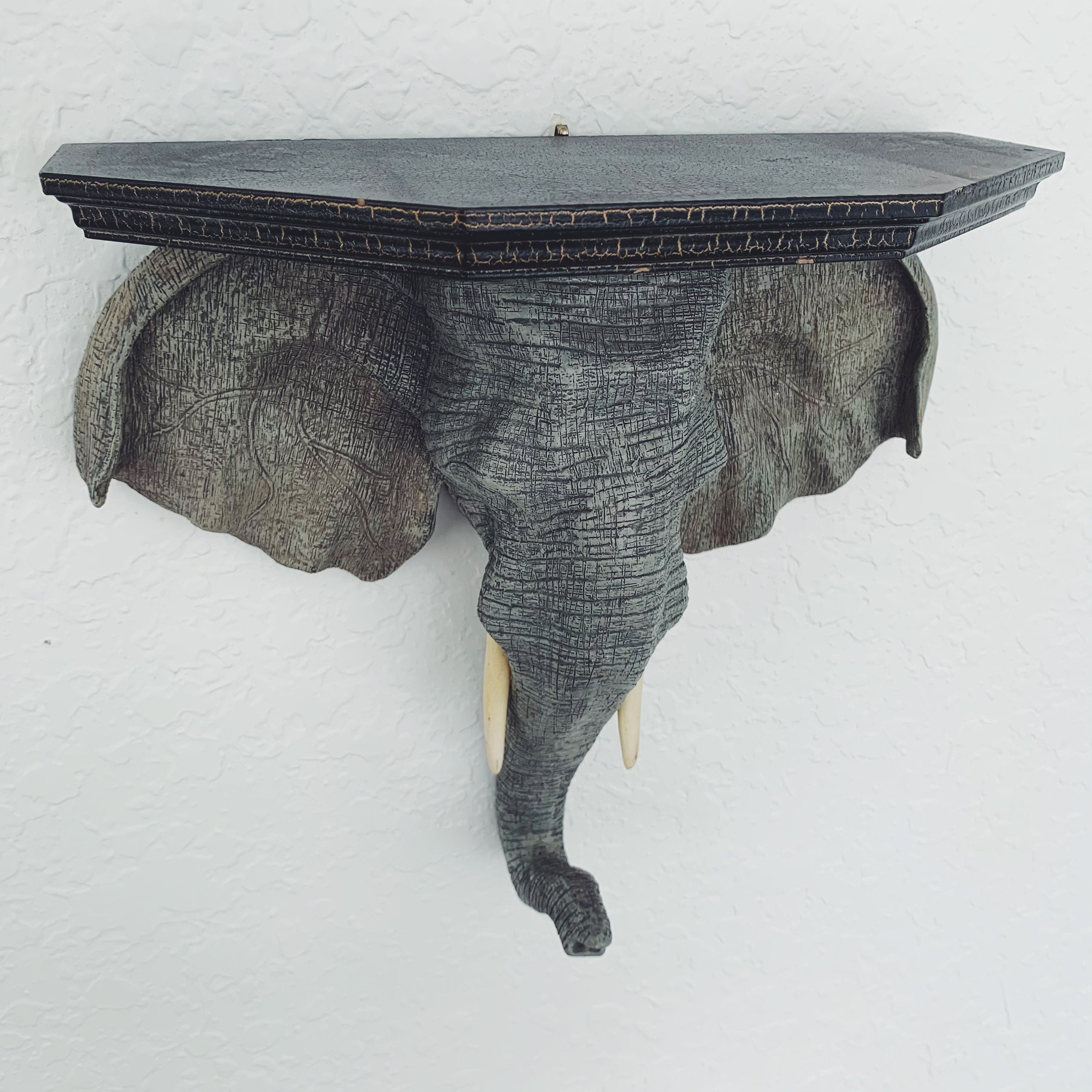 Vintage 3D Elephant Head Shelf Wall Hanging Etsy