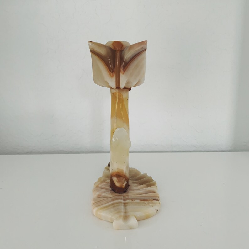 Vintage Onyx Tulip Shaped Candlestick Holder Etsy