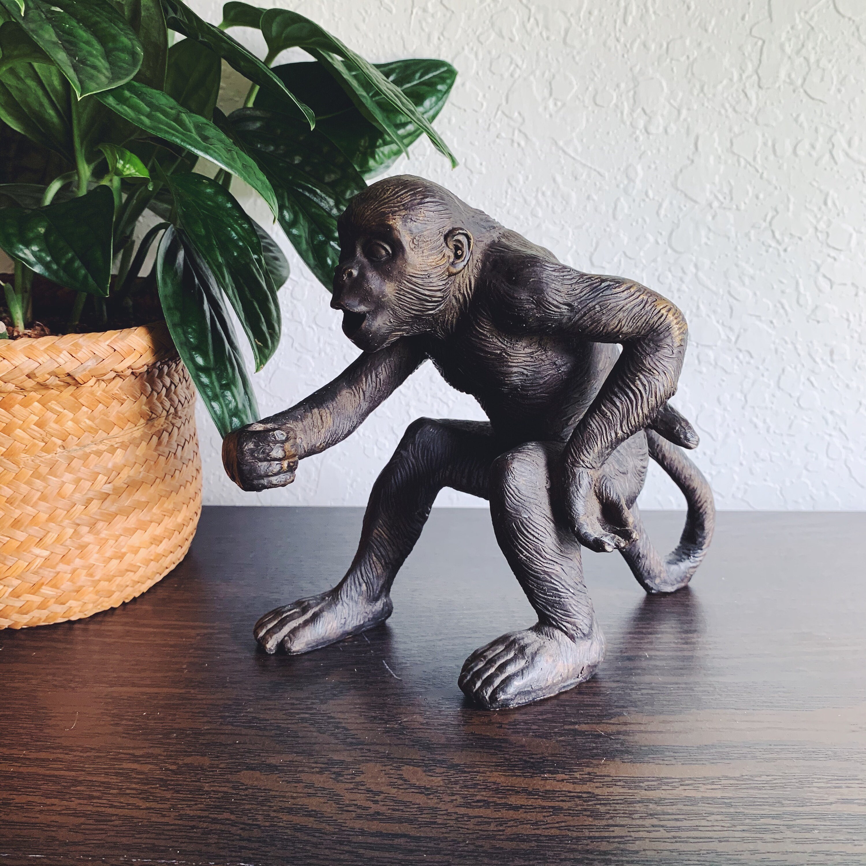 Vintage Resin Monkey Stand Sculpture Figurine Etsy