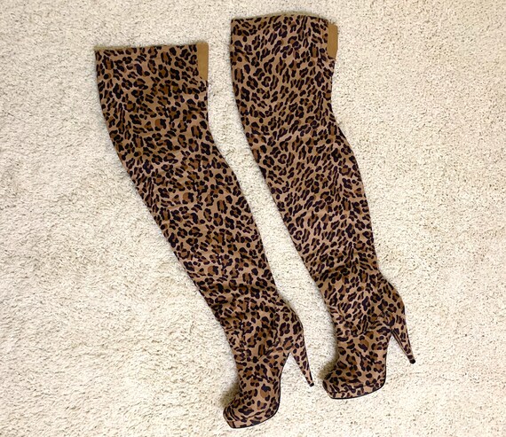 34 inch tall Thigh High New CHEETAH PRINT Boots women… - Gem