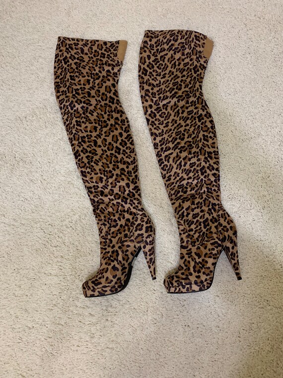 34 inch tall Thigh High New CHEETAH PRINT Boots women… - Gem