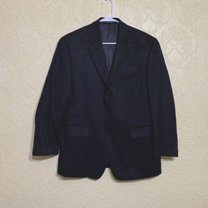 Black CALVIN KLEIN Mens 100% CASHMERE Blazer Notched Collar Single Breast Blazer Black Size 40S