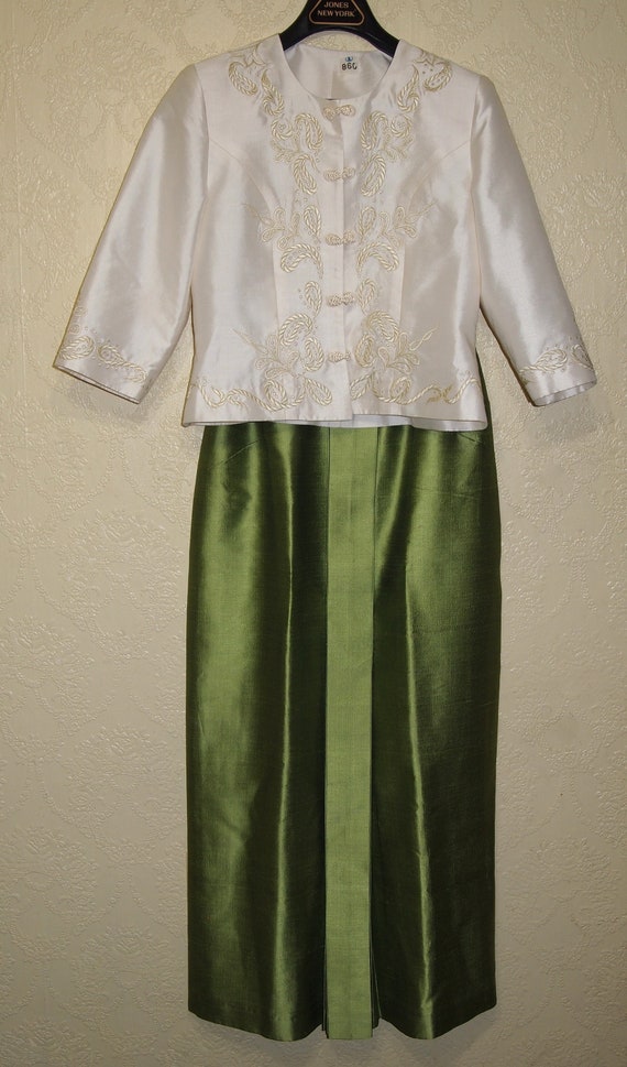 Womens sz 6-8 CUSTOM MADE SILK Embroidered Jacket 