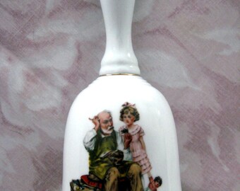 Norman Rockwell Porcelain Bell, 1985, The Cobbler, Collectible Bell