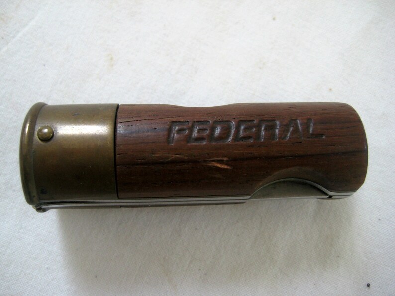 Federal 12 Gauge Shotgun Shell Pocket Knife Wood Handle Etsy