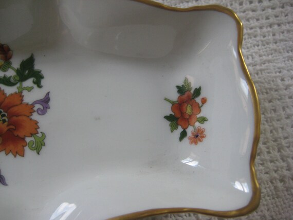 Limoges Castel France Dish, Porcelain, White, Floral, Gold Trim, 9