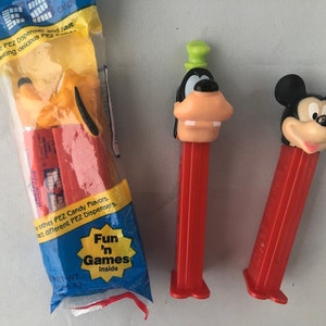 Disney Pez Dispensers, Pluto in packaging, Goofy, Mickey Mouse