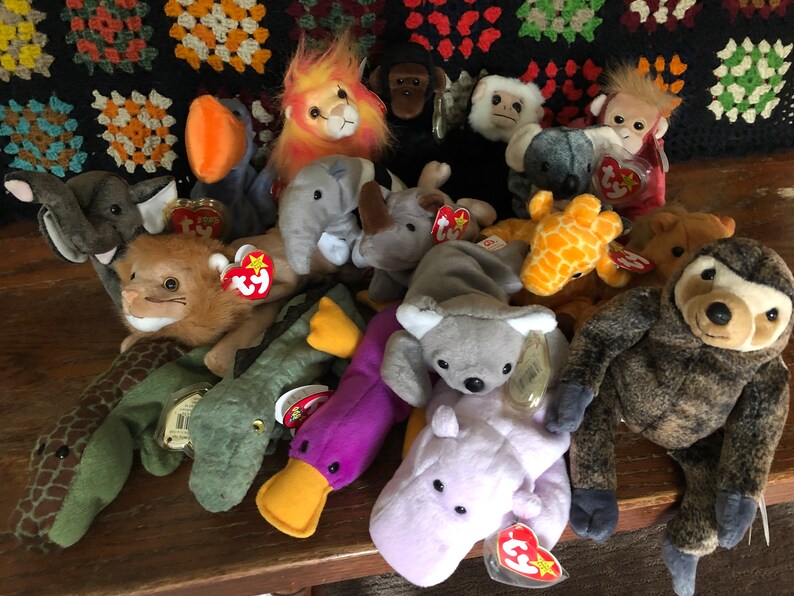 TY Beanie Baby Jungle Safari Theme Lions Elephant Etsy