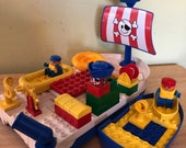 Lego Duplo Pirate Ship, Boat, Raft, Helm, Periscope, Sailors, Anchor, Flag, Crows Nest, Chest, Raft, Float, Age 1 1 2 - 5 year-old children