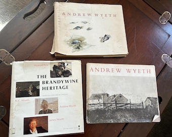 Andrew Wyeth, N.C. Wyeth, James Wyeth, 3 Hardbound Books, 1970's, The Brandywine Heritage, Boston Museum