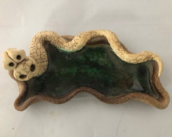 Pottery Clay Snake Trinket Dish, Ashtray, Handmade, Unique Gift, Snake Enthusiast Gift