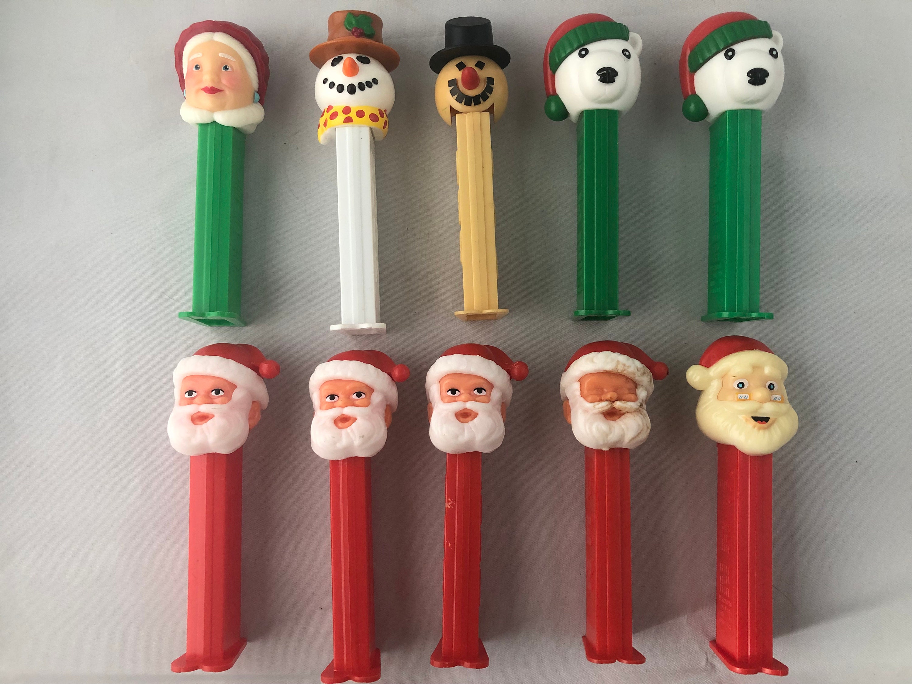 Christmas Theme Pez Dispensers, Santa, Mrs. Claus, Polar Bear