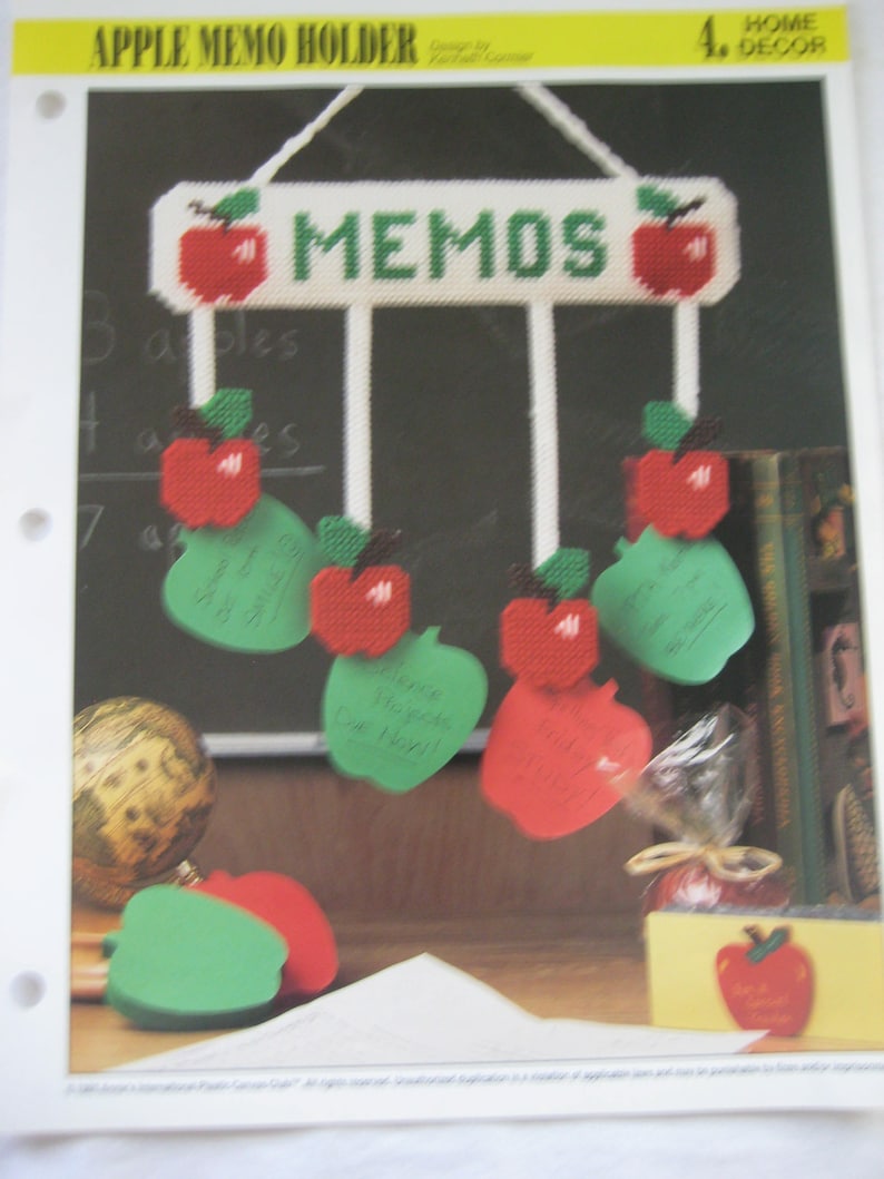 Instructions Home Decor Apple Theme Annie/'s Plastic Canvas Club 1995 4 patterns Needlepoint Craft Directions