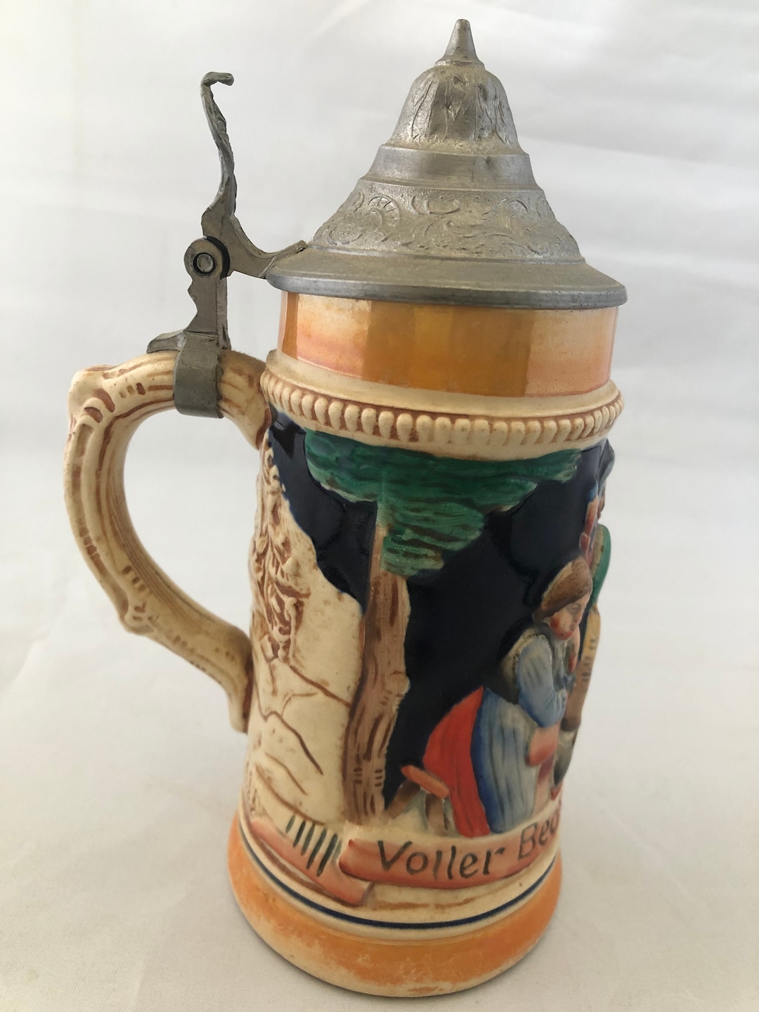 Beer Stein With Pewter Lid, Made in West Germany, Vintage Bar Mugs, Voller Becher Frohe Zecher ...