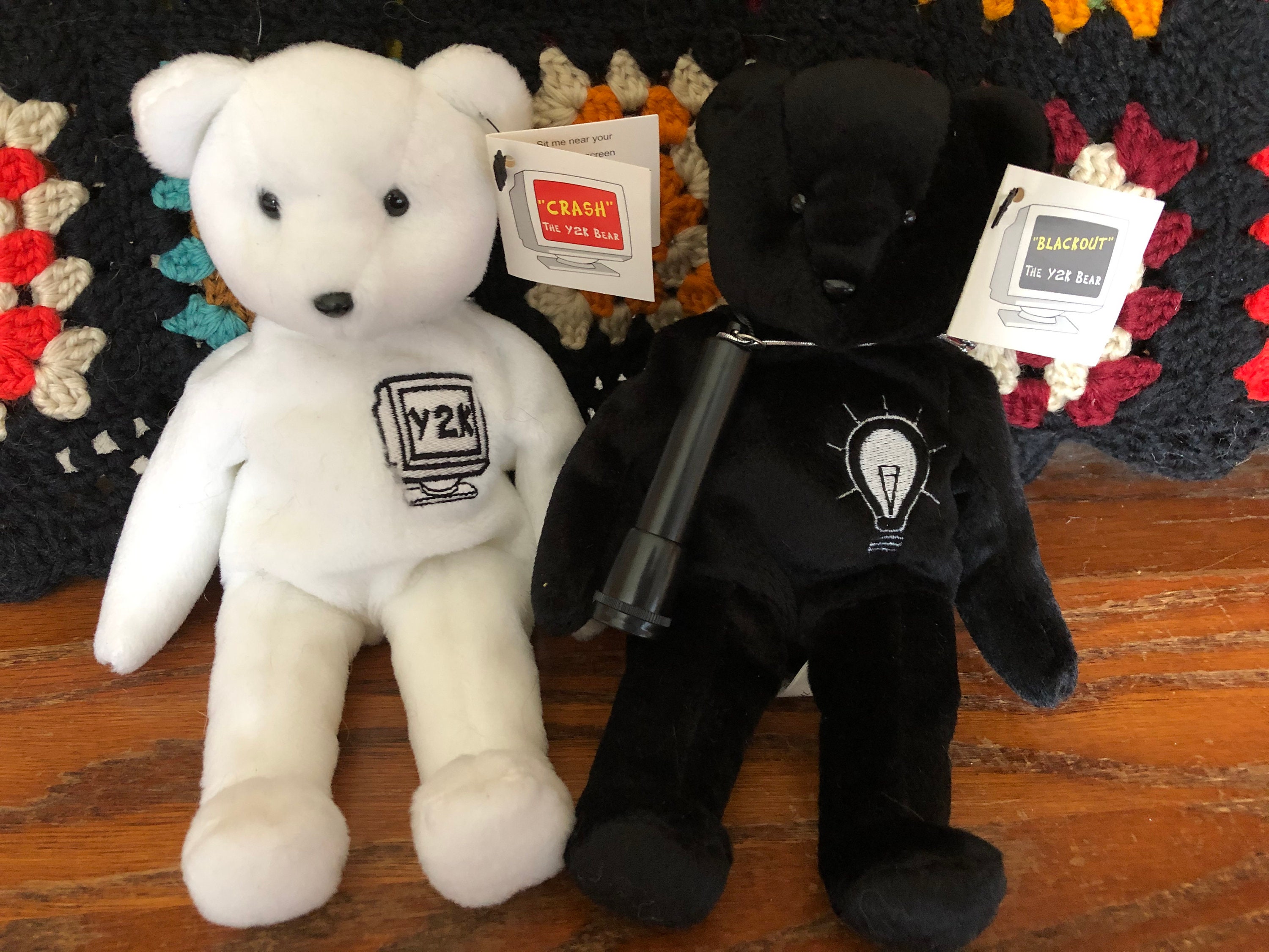 Y2K Plush Bears, Crash White Bear, Blackout Black Bear - Etsy